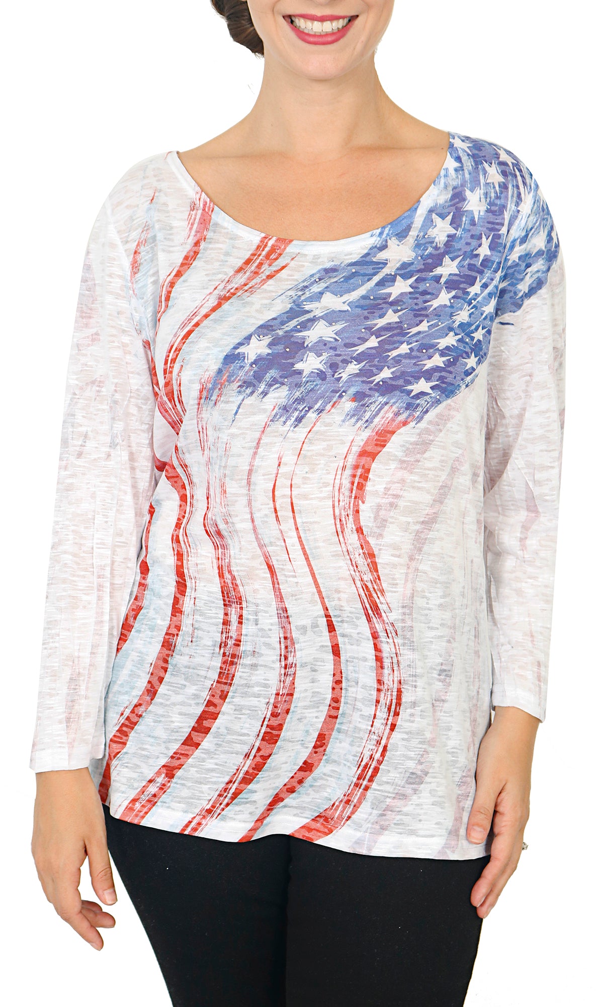Impulse California Women's Waving Flag Printed Top
