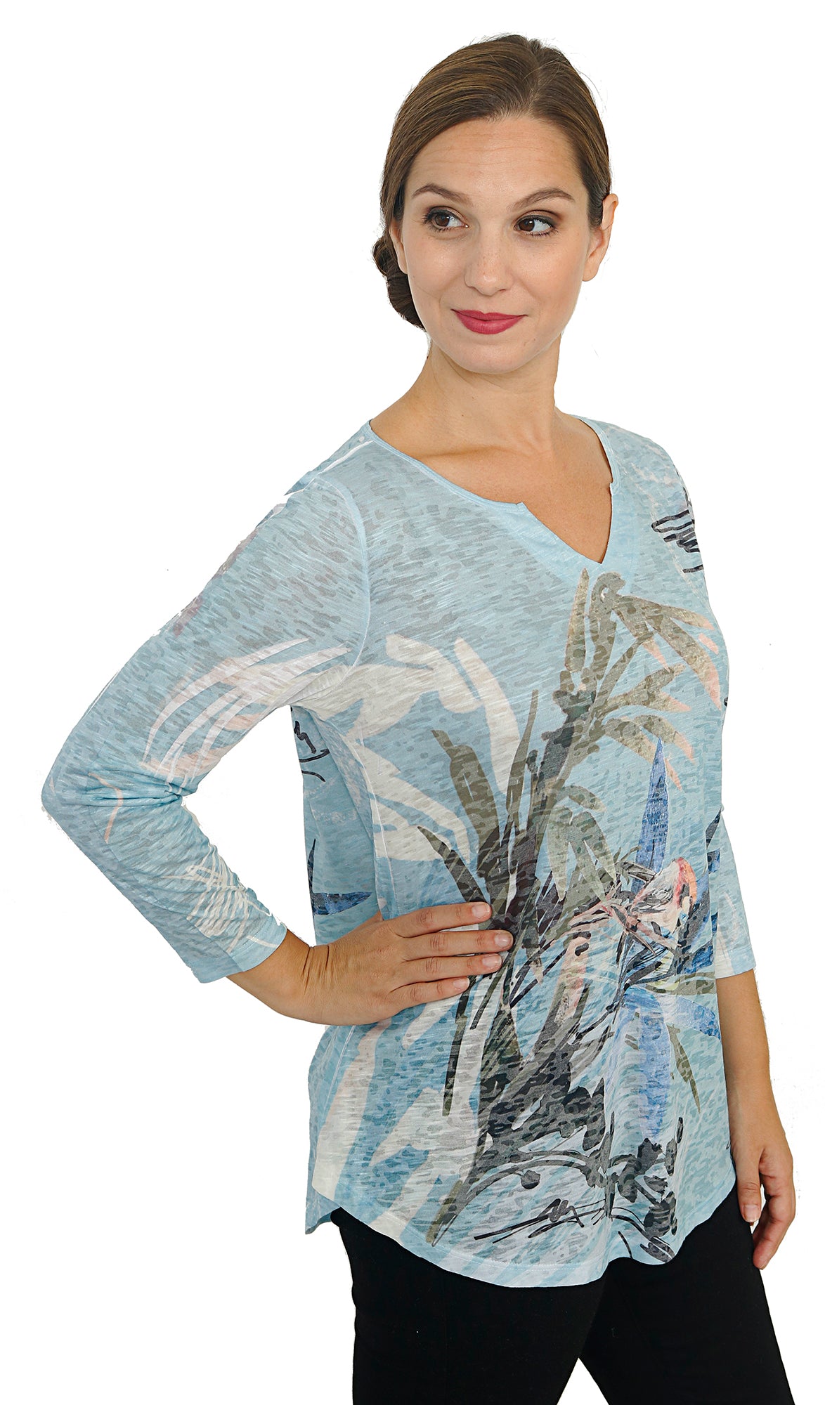 Impulse California Women's Blue V-Neck Tunic