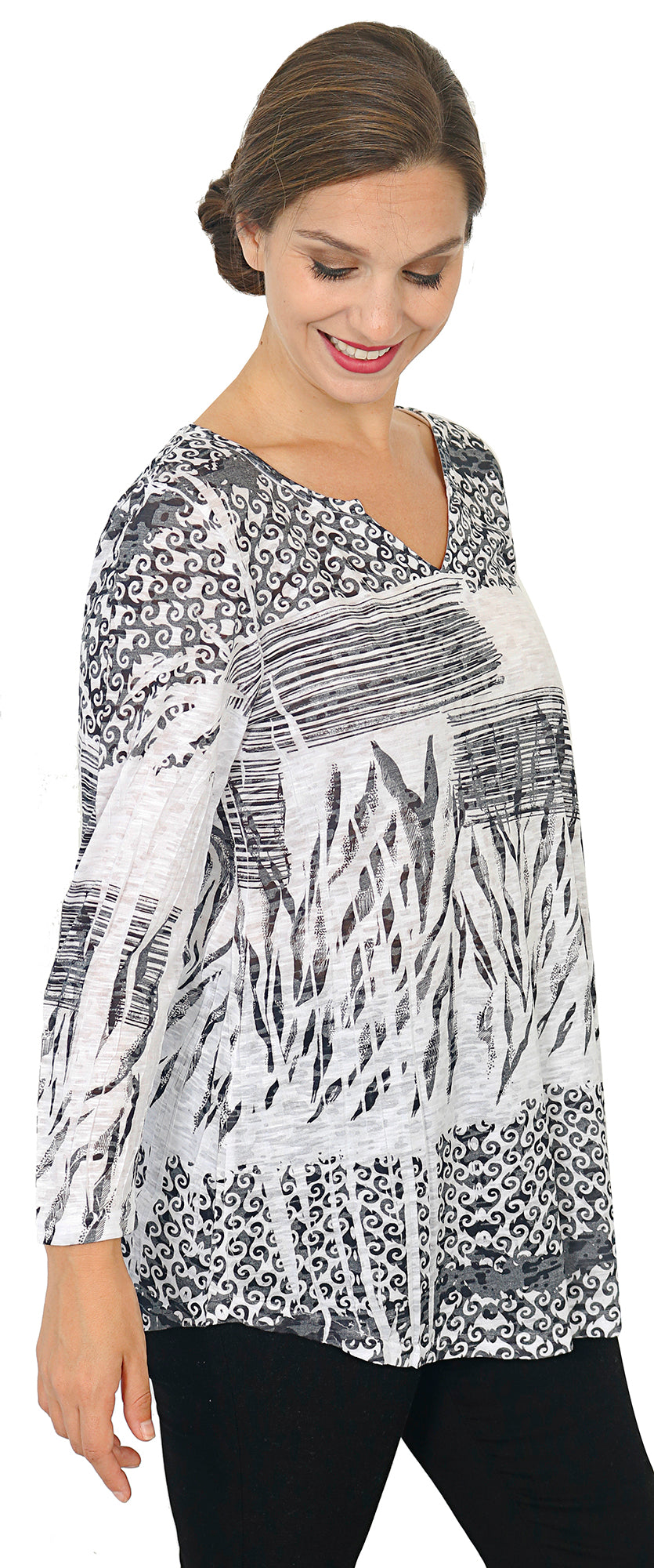 Impulse California Women's Checkered V-Neck Tunic