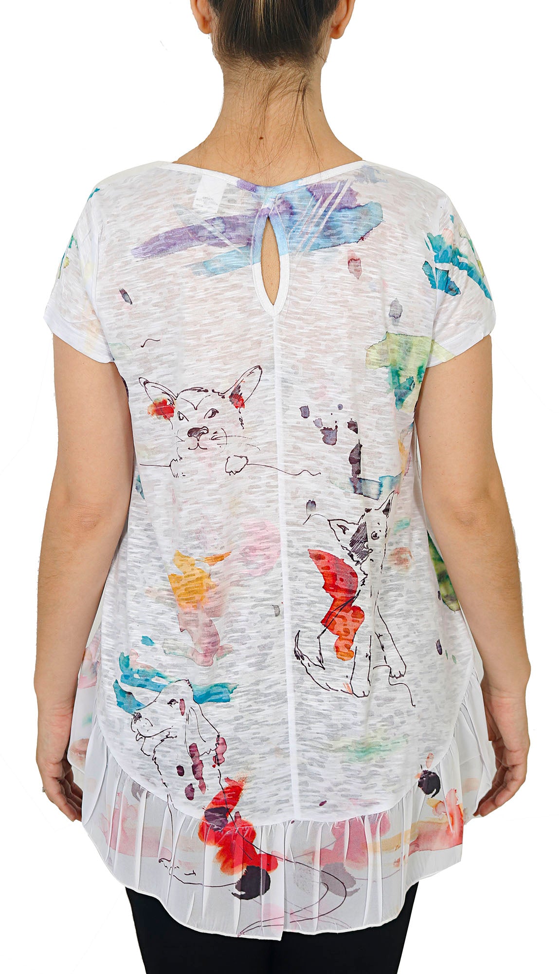 Impulse California Women's Playful Puppies Burnout Chiffon Blouse