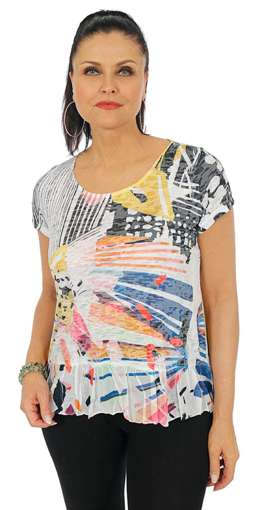 Impulse California Women's Cityscape Printed Burnout Chiffon Blouse
