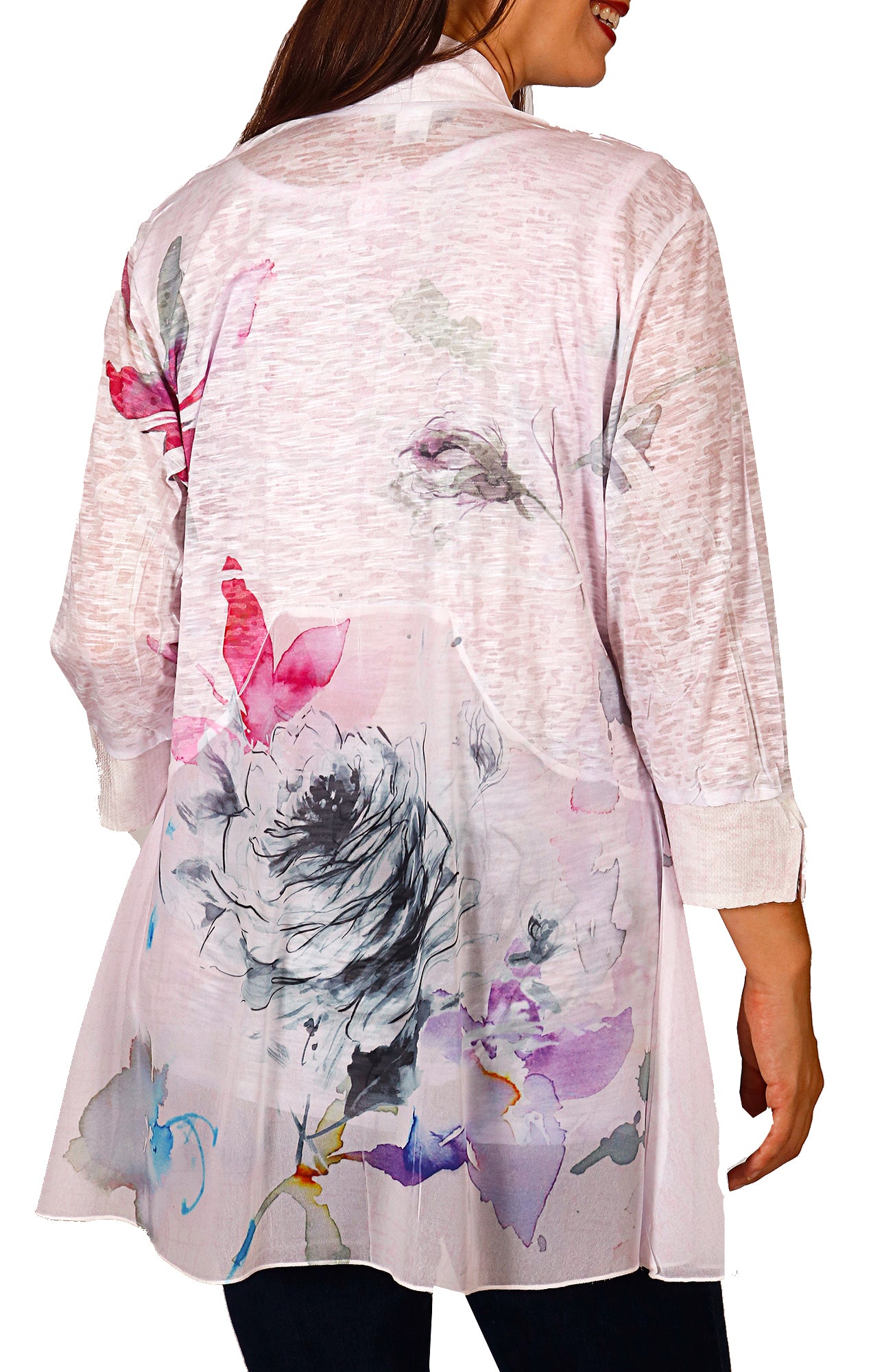 Impulse California Two Piece Tinted Begonia Cardigan Set