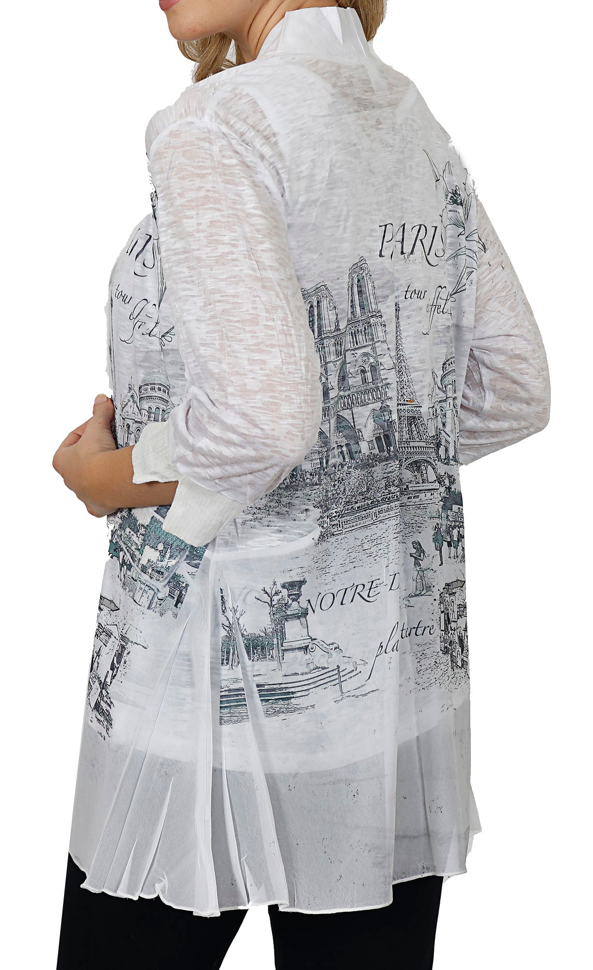 Impulse California Eiffel in Love Printed Cardigan Set