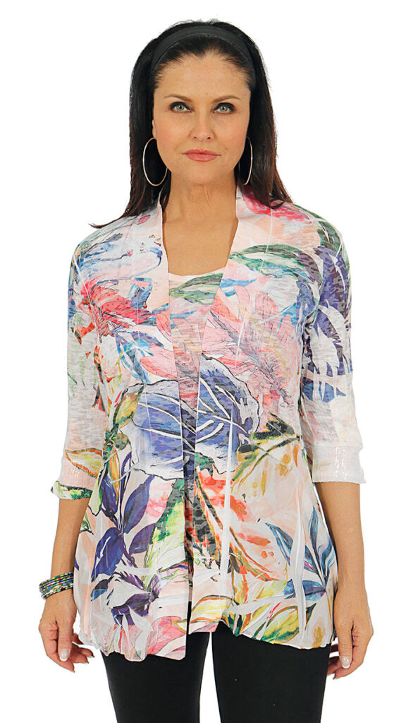 Impulse California Two Piece Leafy Cardigan Set