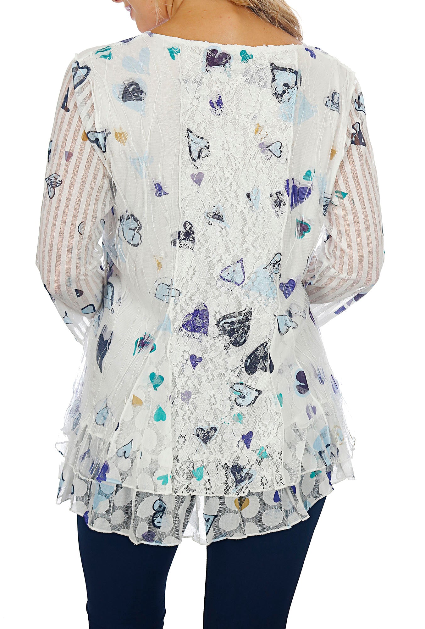 Impulse California Mixed Hearts Top with Lace Overlay