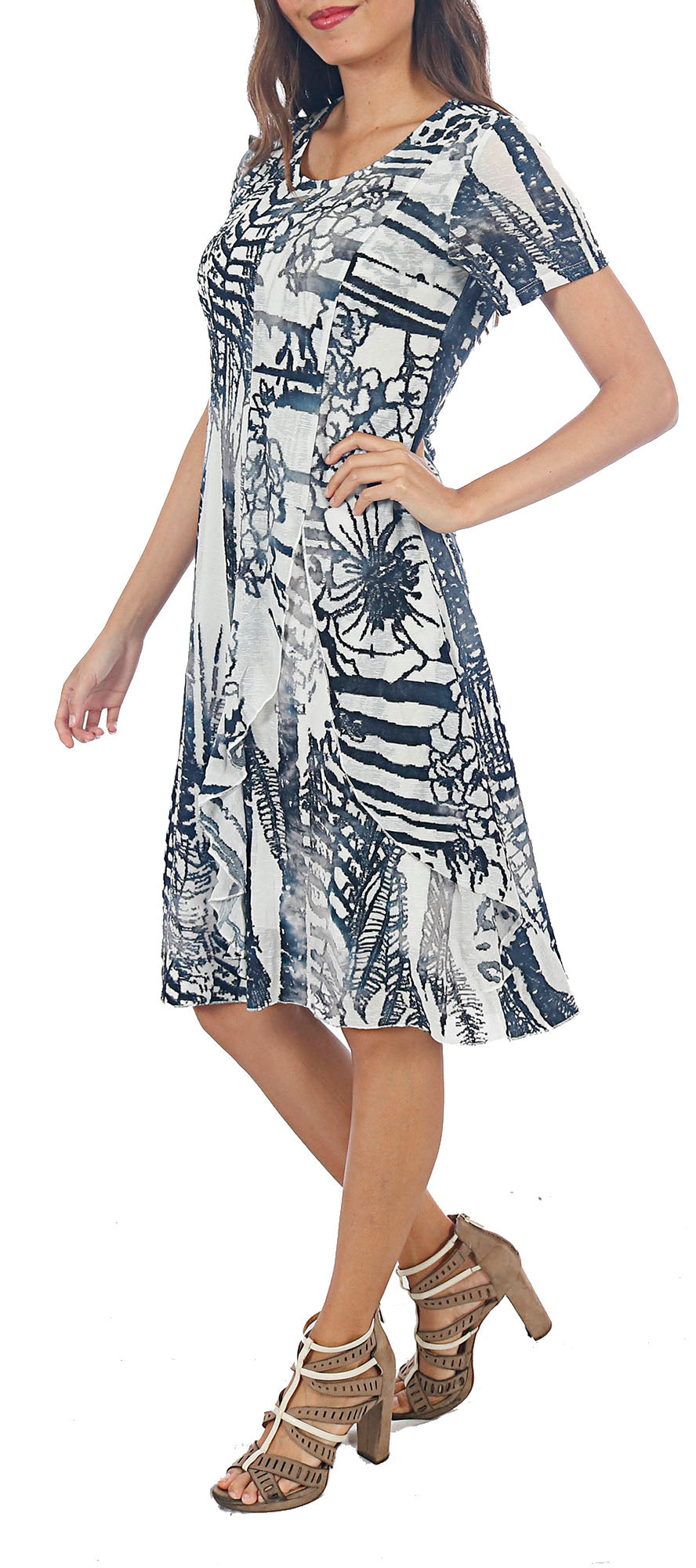 Impulse California Women’s Short Sleeve Knee Length Printed Dress