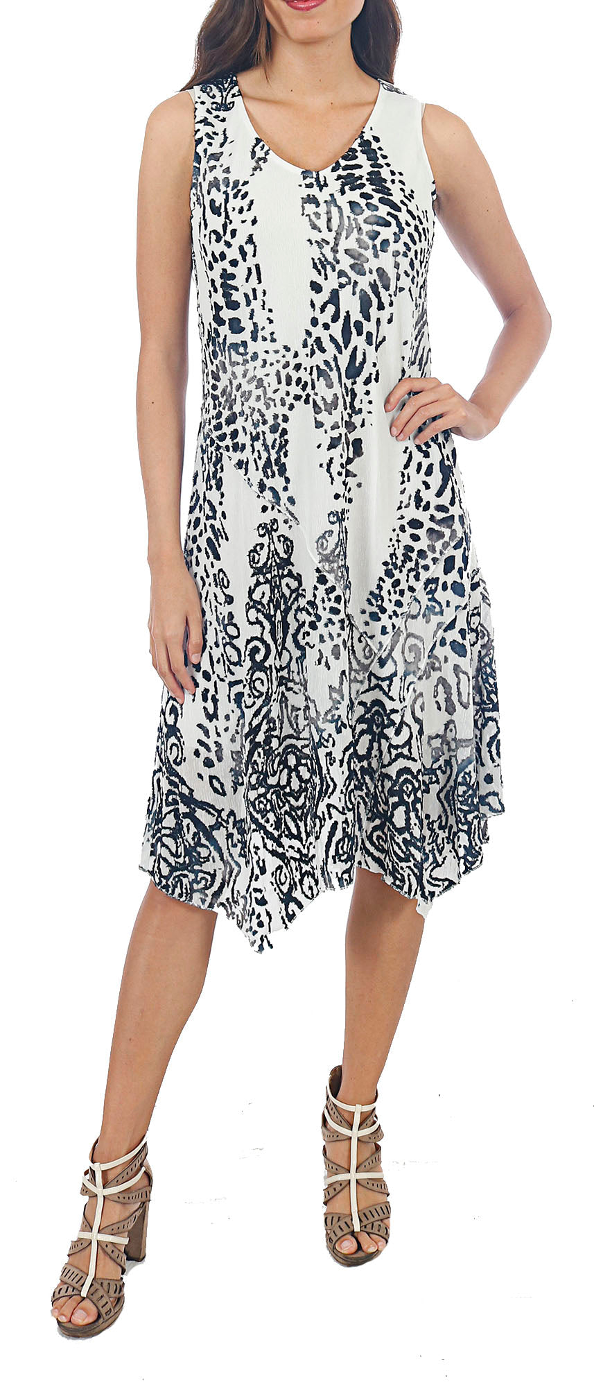 Impulse California Women’s Sleeveless Abstract Cheetah Print Dress