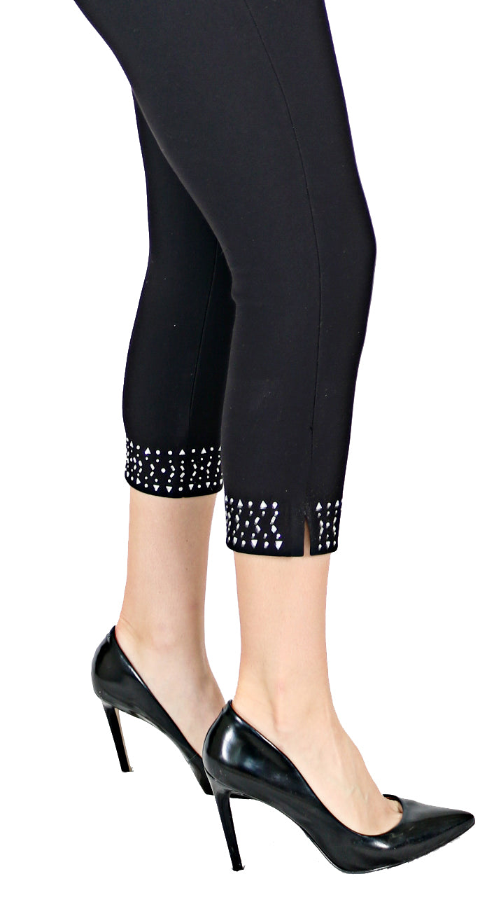 TrueSlim™ Black Capri Leggings with Stone