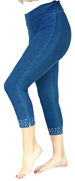TrueSlim™ Black Capri Leggings with Stone – TrueSlim Jeans