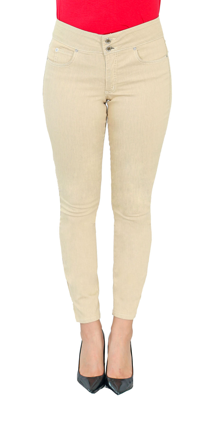 TrueSlim™ Wheat Two Button Jeggings