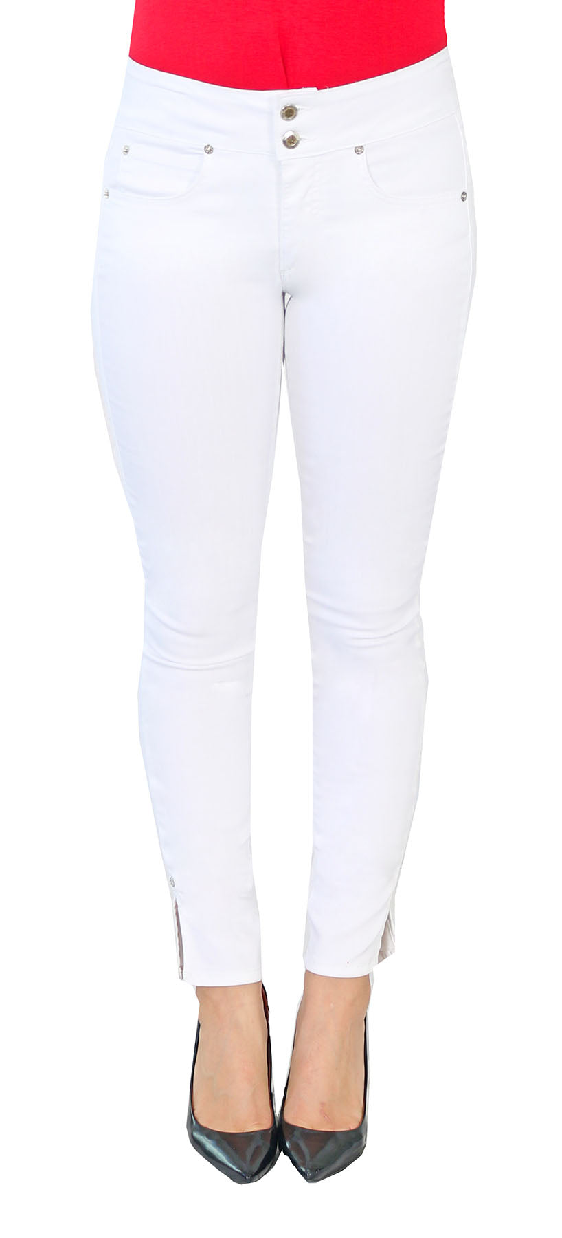 TrueSlim™ White Two Button Jeggings