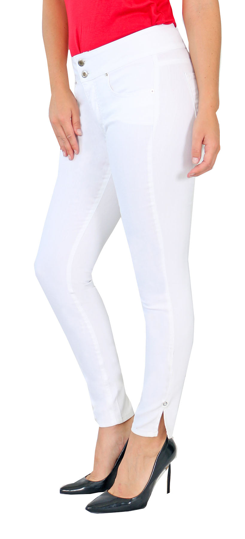 TrueSlim™ White Two Button Jeggings