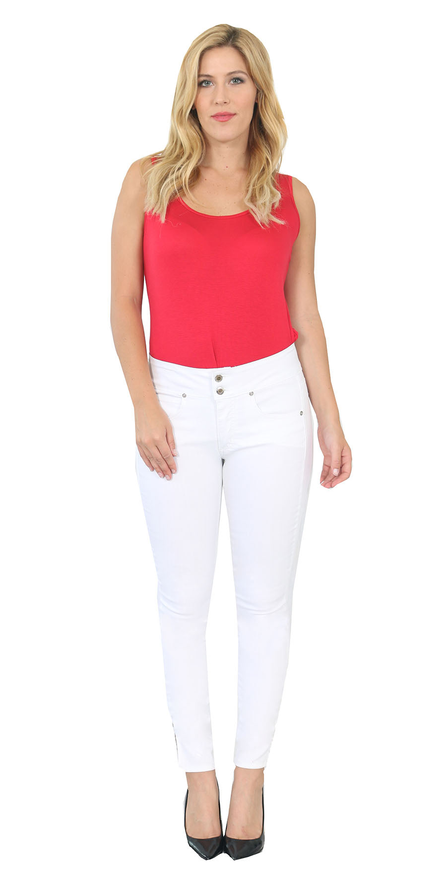 TrueSlim™ White Two Button Jeggings