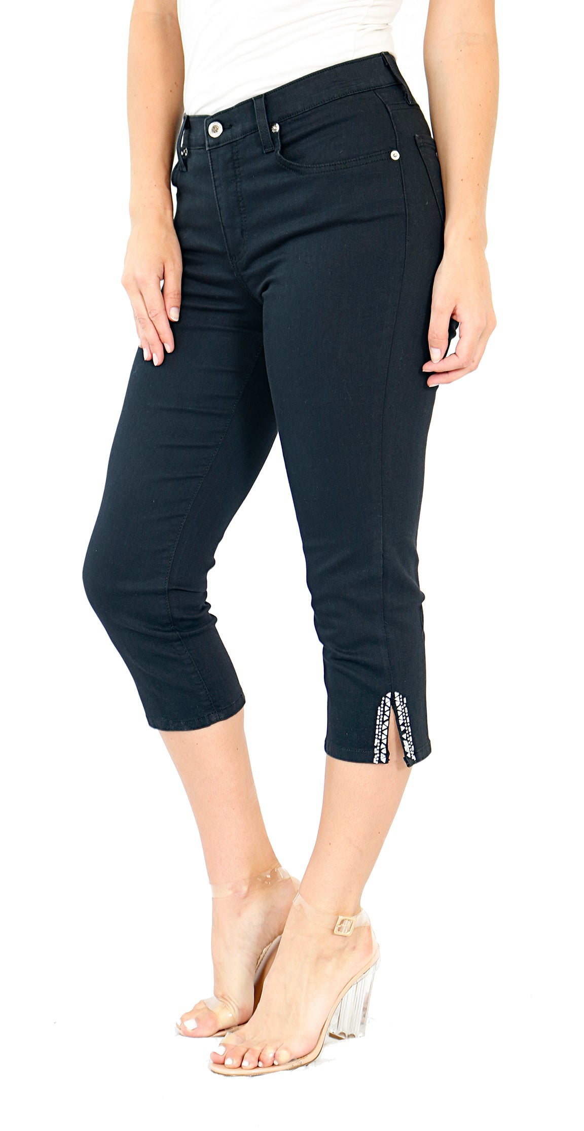 TrueSlim™ Black Slit Stone Capri