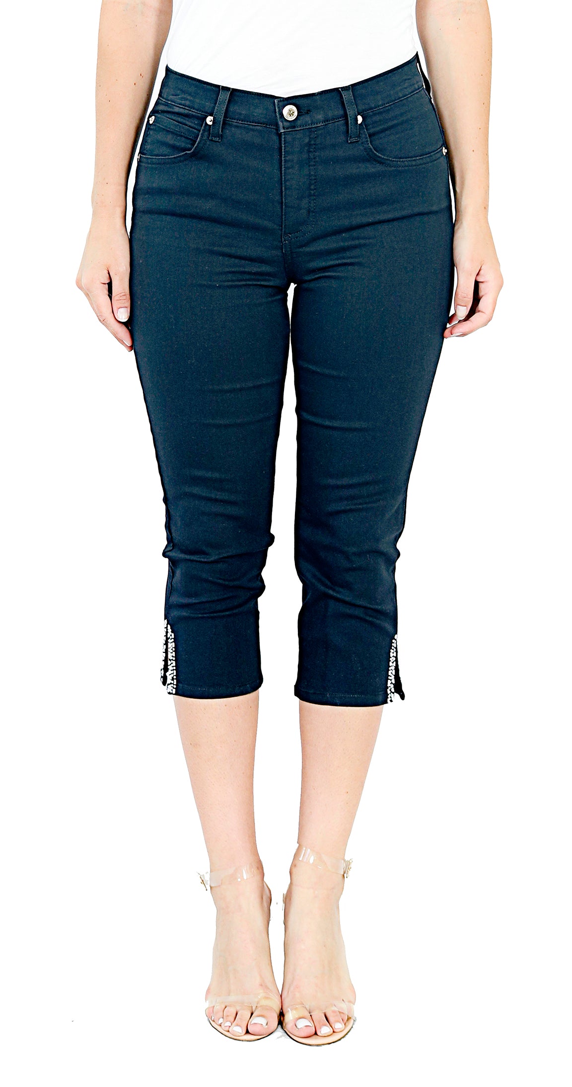 TrueSlim™ Black Slit Stone Capri