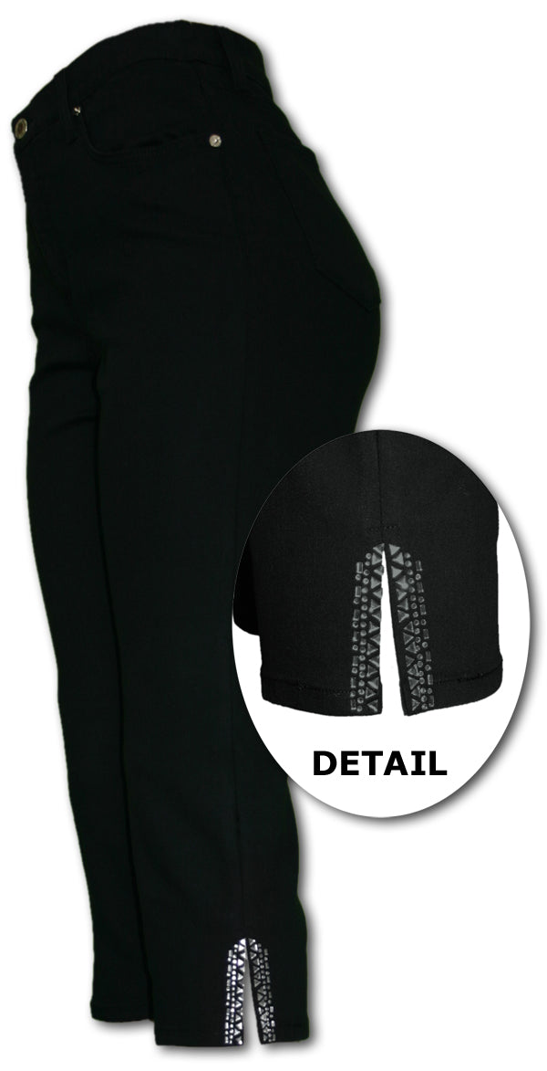 TrueSlim™ Black Slit Stone Capri