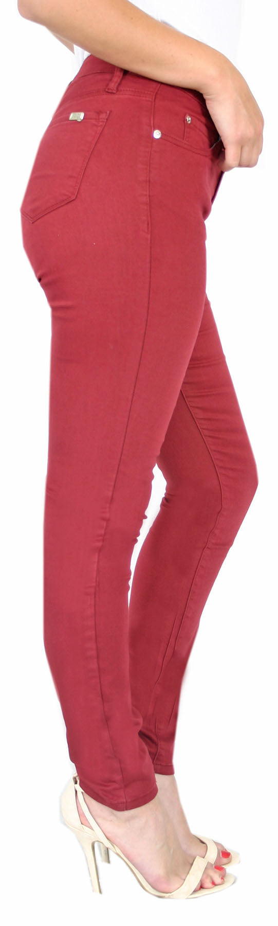 TrueSlim™ Burgundy Satin Twill Skinny Jeggings