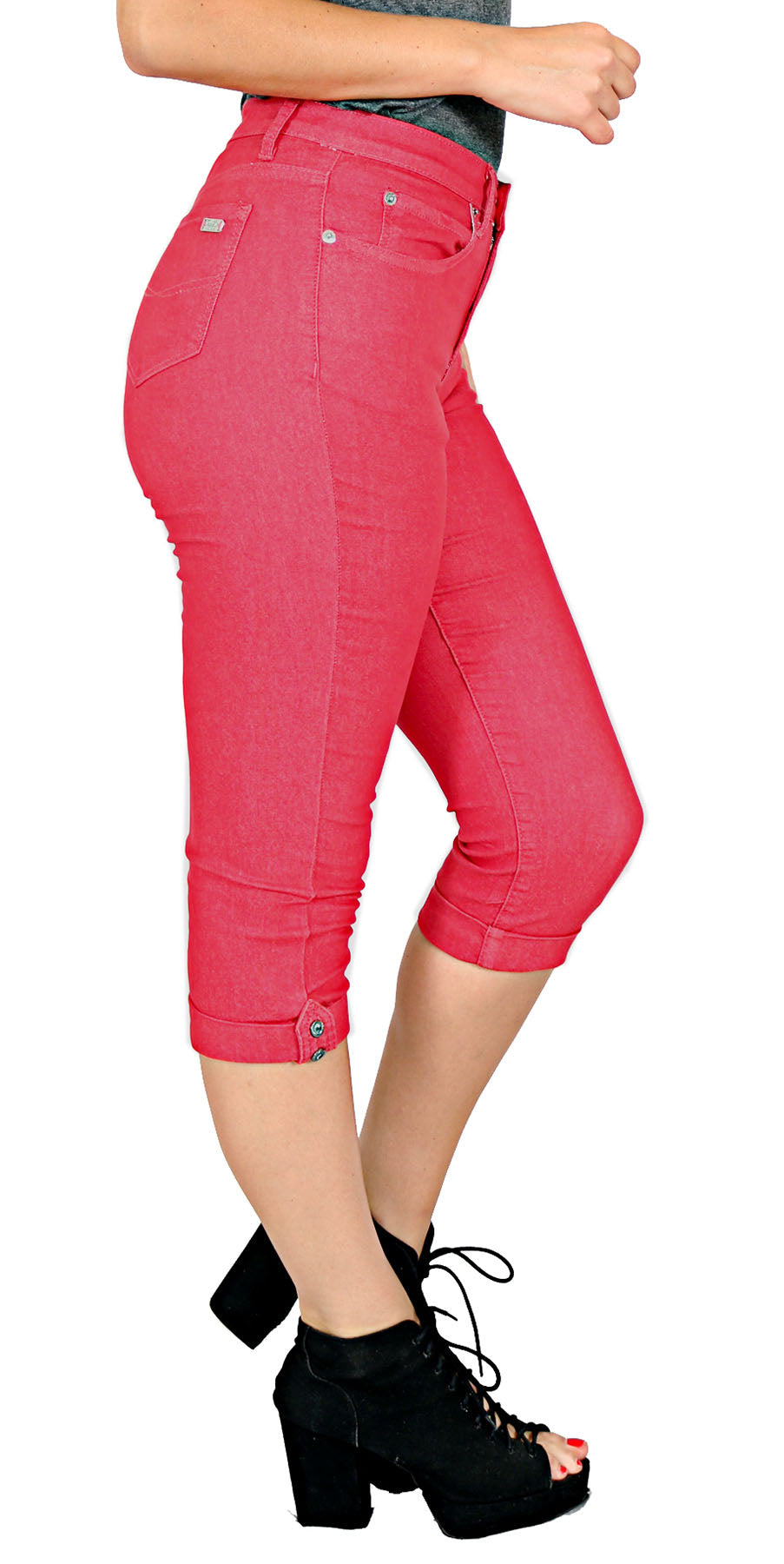 TrueSlim Coral Tab and Stone Capri - side view