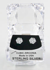 Sterling Silver Round Cut Cubic Zirconia Earrings with Crystal Box 3 carat (7 1/2 MM)