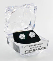 Sterling Silver Round Cut Cubic Zirconia Earrings with Crystal Box 3 carat (7 1/2 MM)