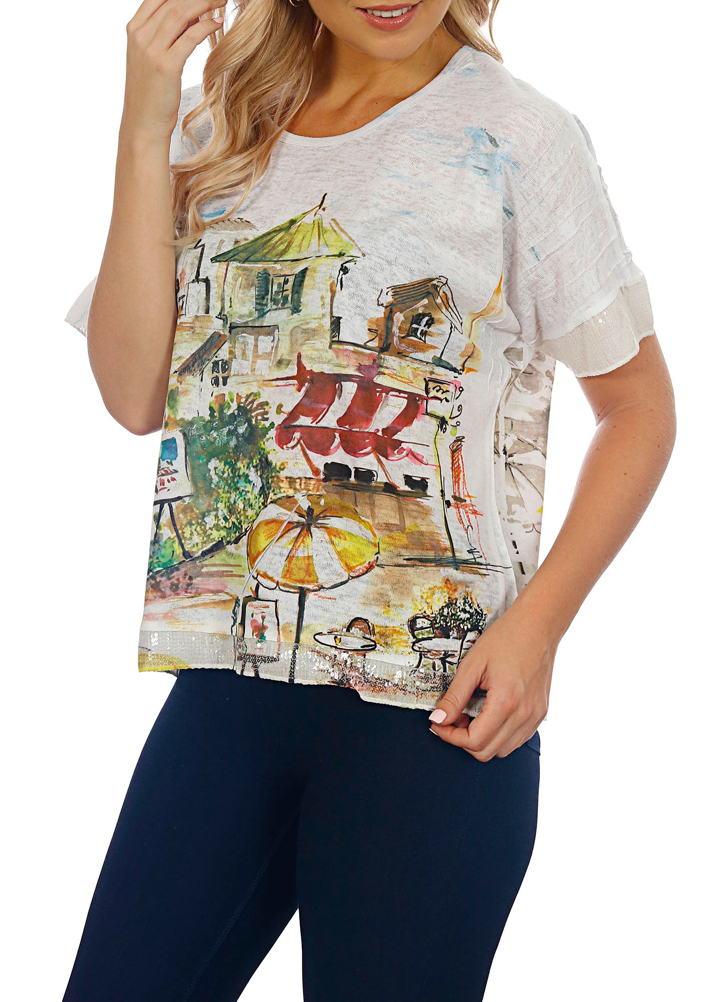 Impulse California Women's Drop Shoulder Villa Print Top