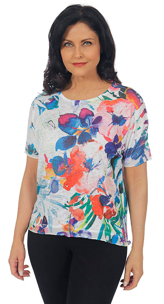 Impulse California Women's Drop Shoulder Flower Print Top