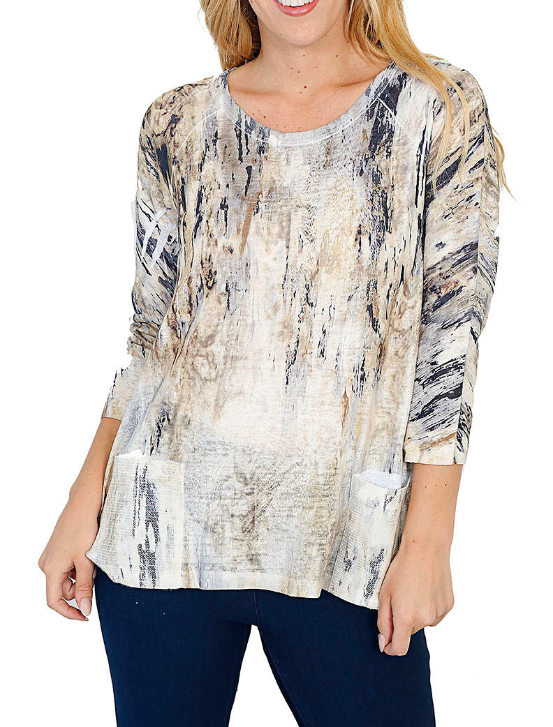 Impulse California Women's Tan Raglan Sleeve Tunic