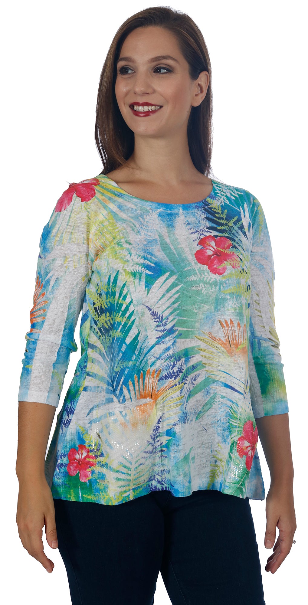 Impulse California Women's Tropical Raglan Sleeve Tunic