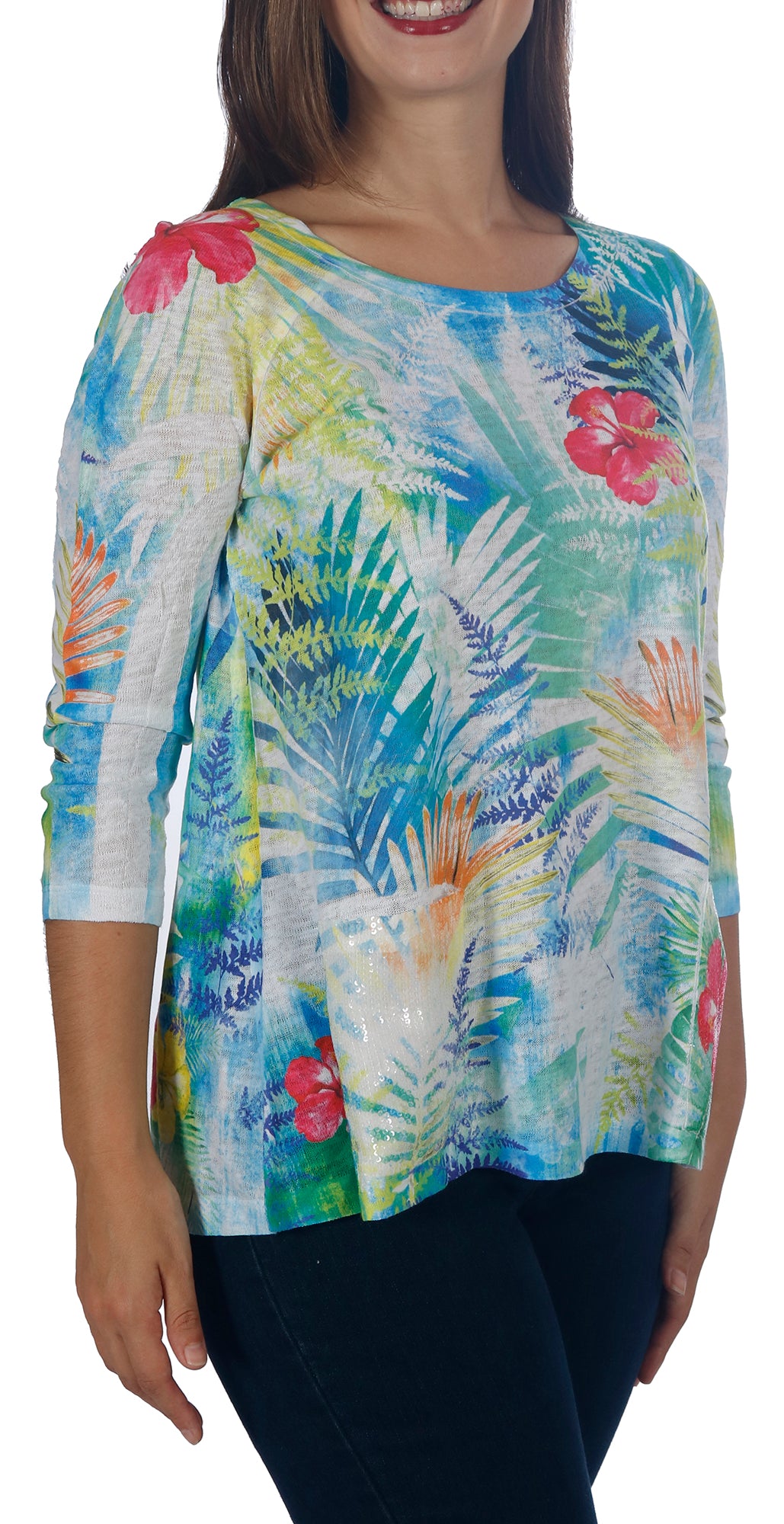 Impulse California Women's Tropical Raglan Sleeve Tunic