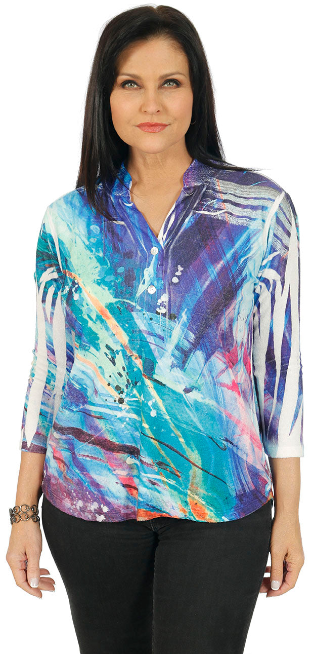 Impulse California Woman's Painters Dream Mandarin Collar Top