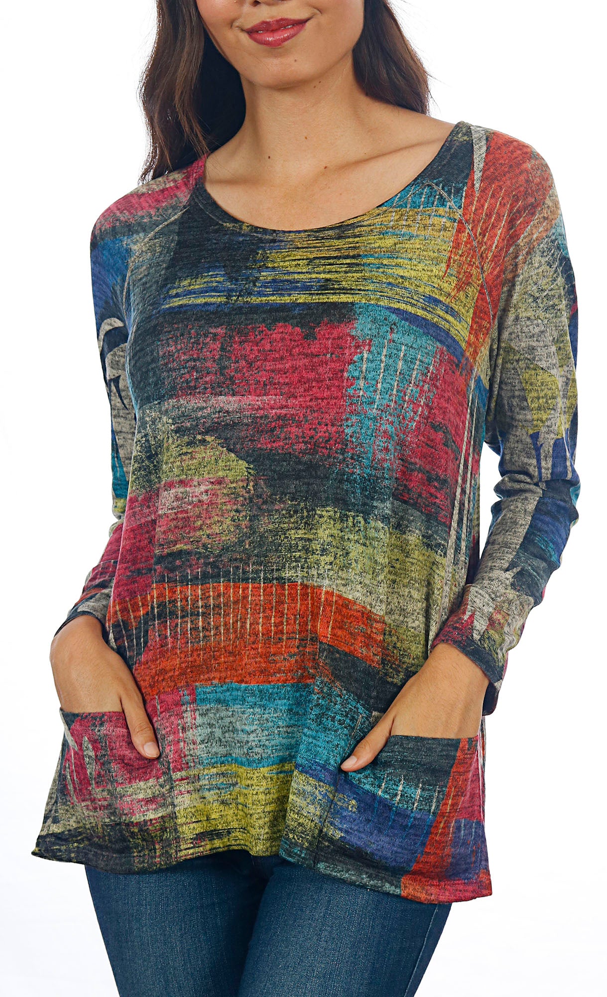 Impulse California Women's Brushed Color Patch Pocket Sweater