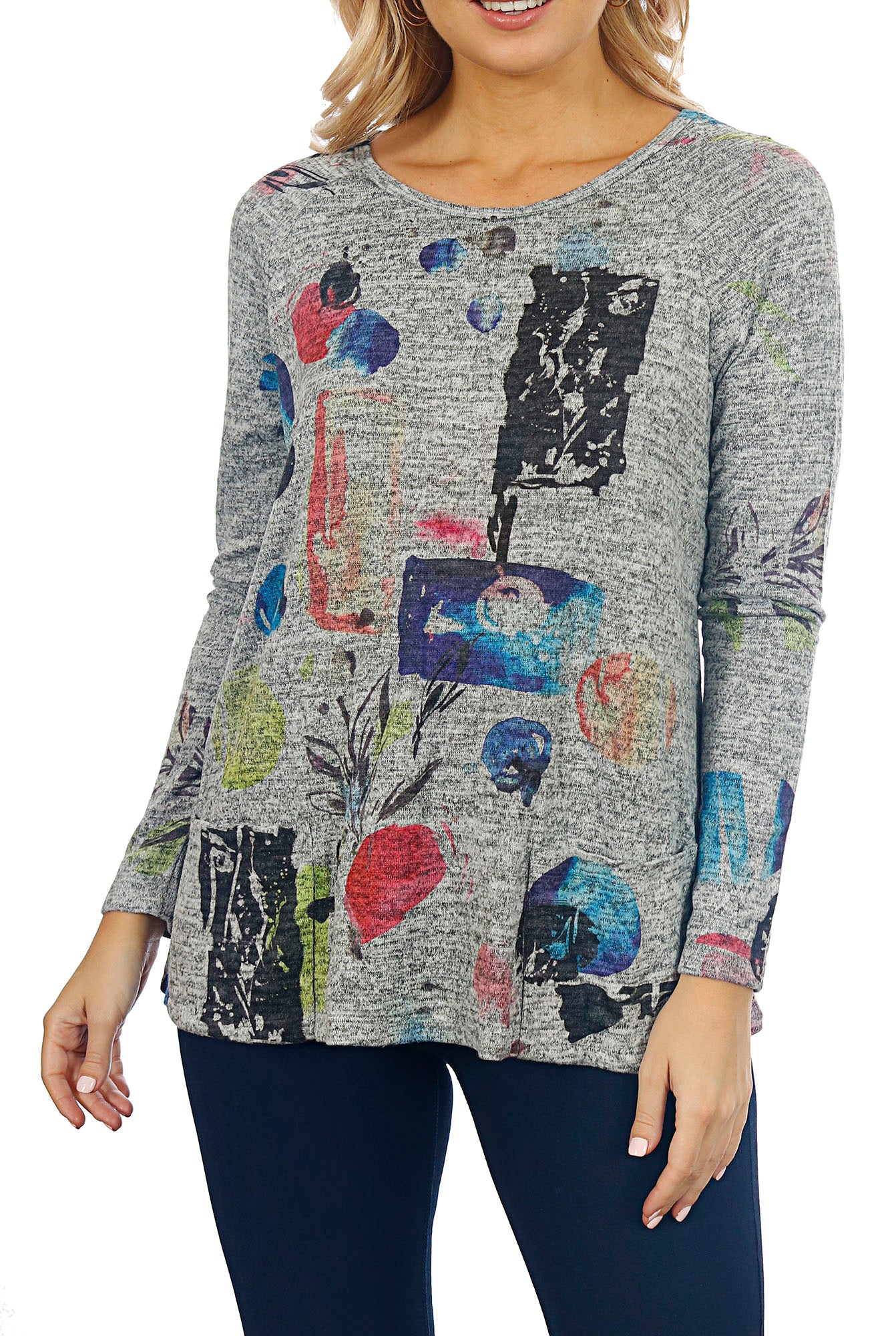 Impulse California Women's Geometric Patch Pocket Sweater