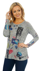 Impulse California Women's Geometric Patch Pocket Sweater