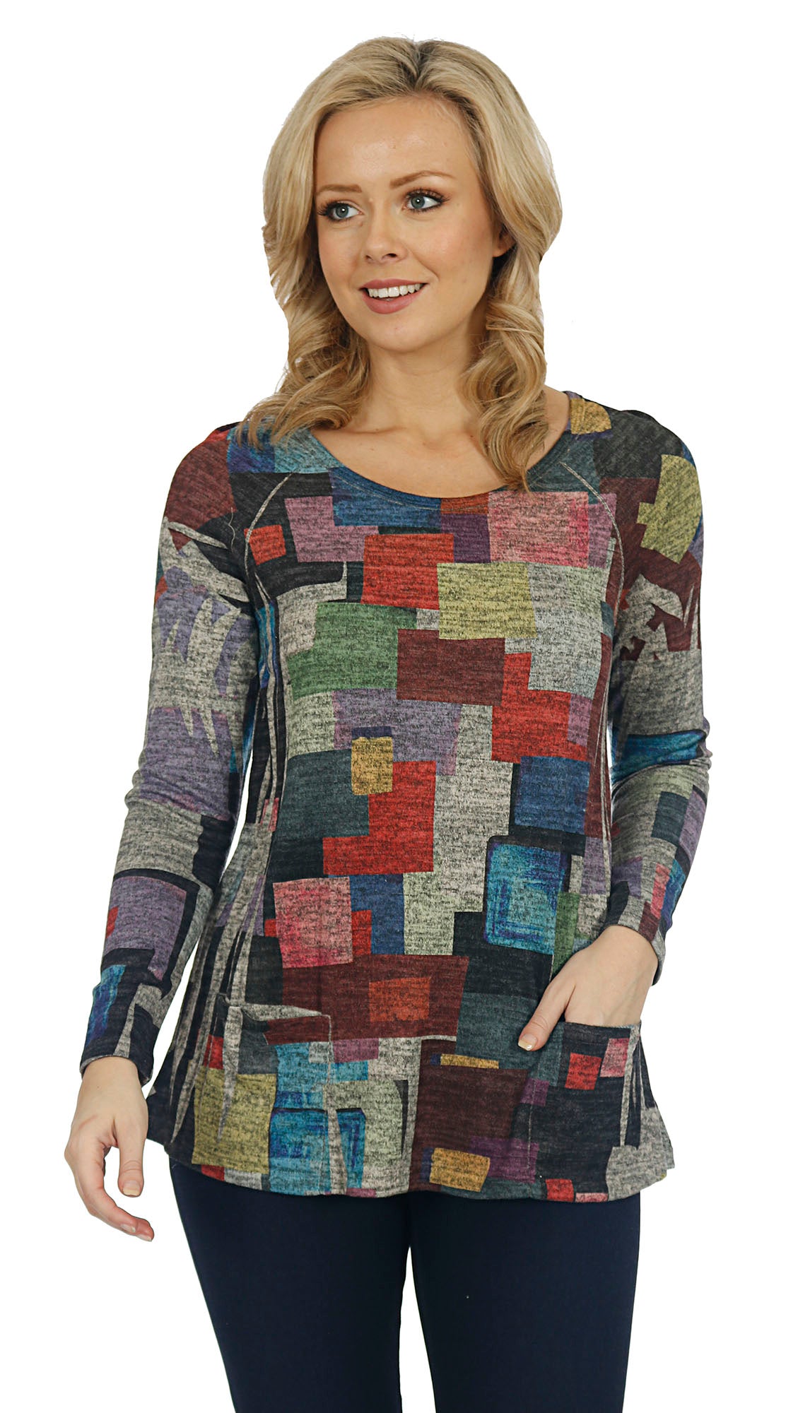 Impulse California Women's Pop of Colors Patch Pocket Sweater