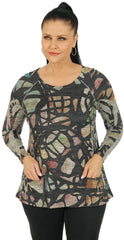 Impulse California Women's Color Mosaic Patch Pocket Sweater