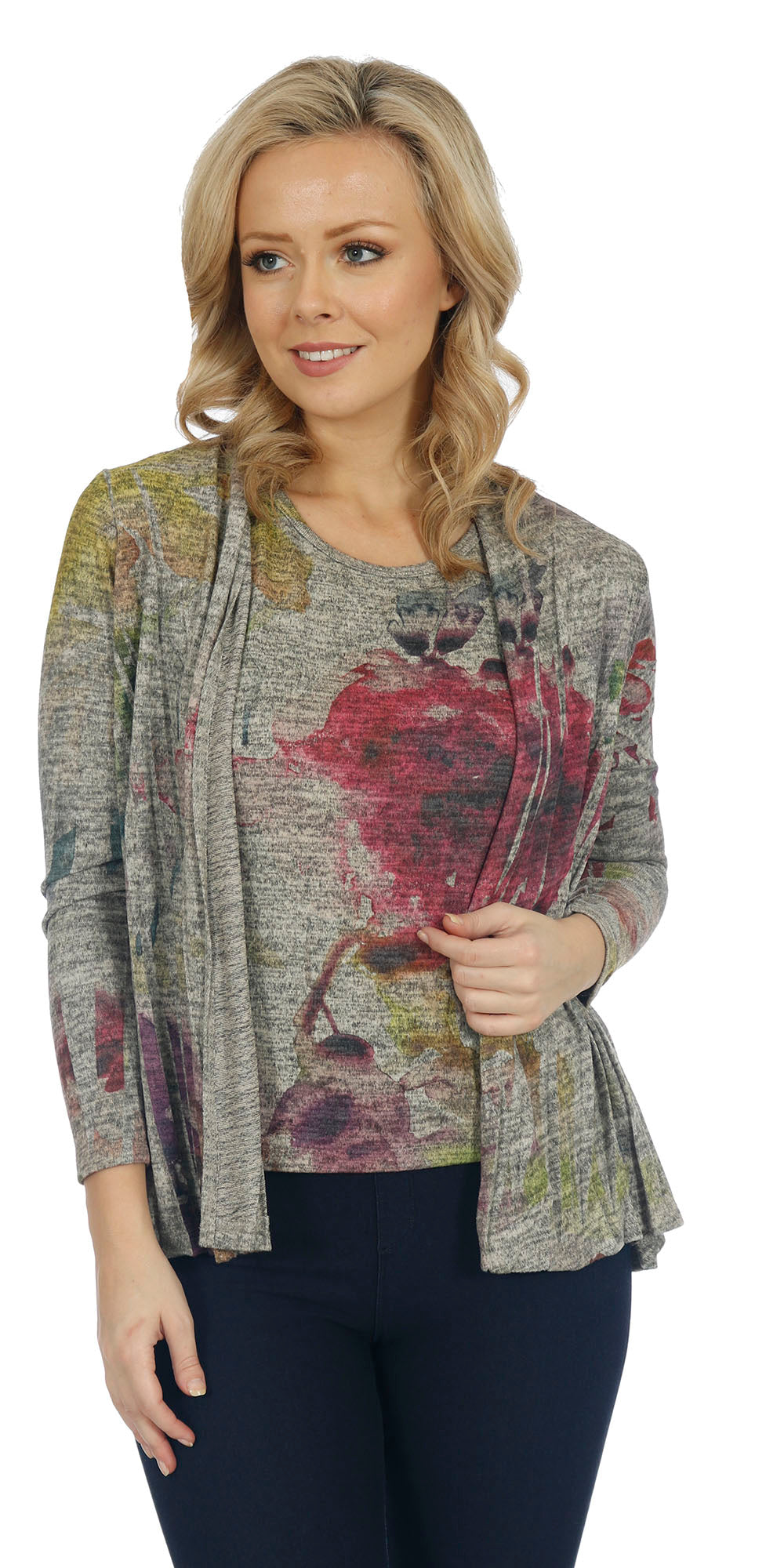 Impulse California Women's Floral Cardigan and Tank Top Set
