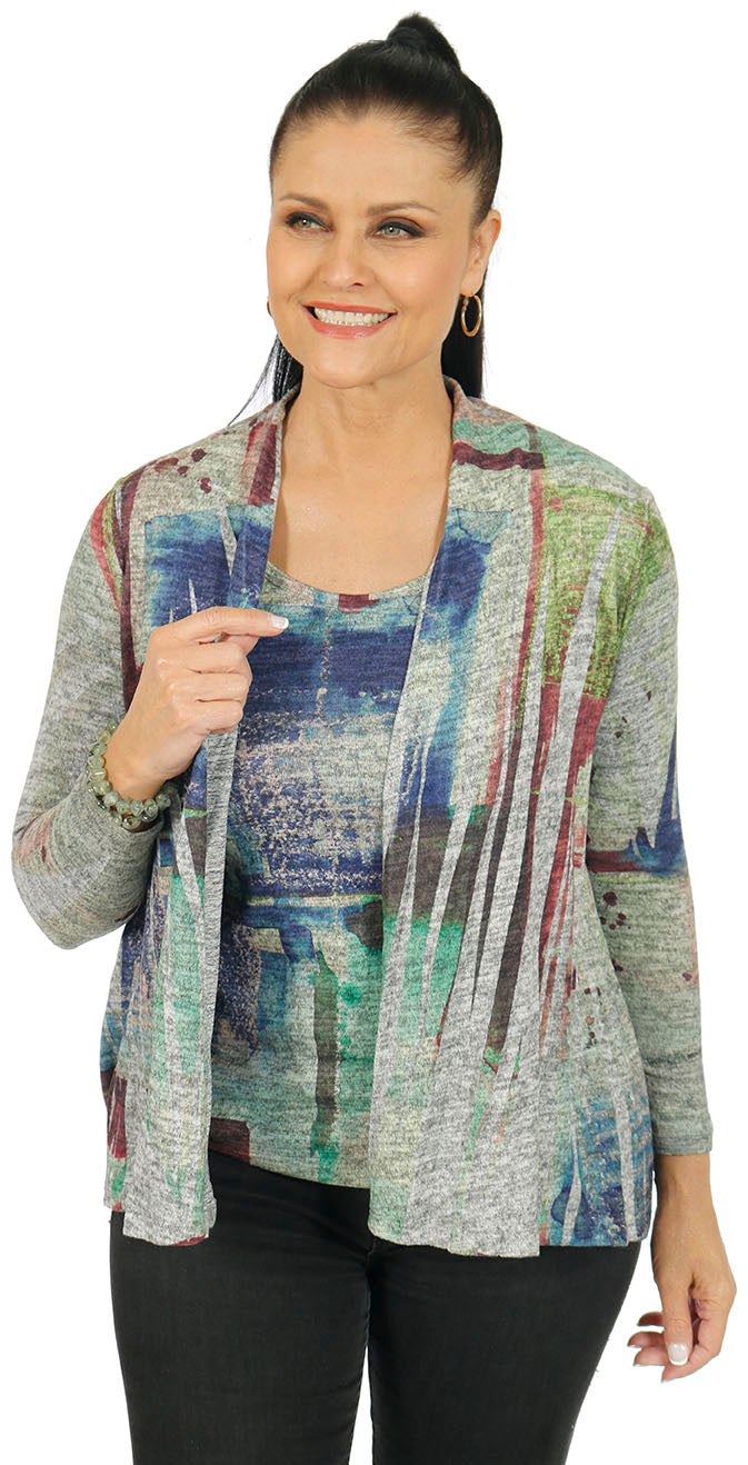Impulse California Women's Technicolor Cardigan and Tank Top Set