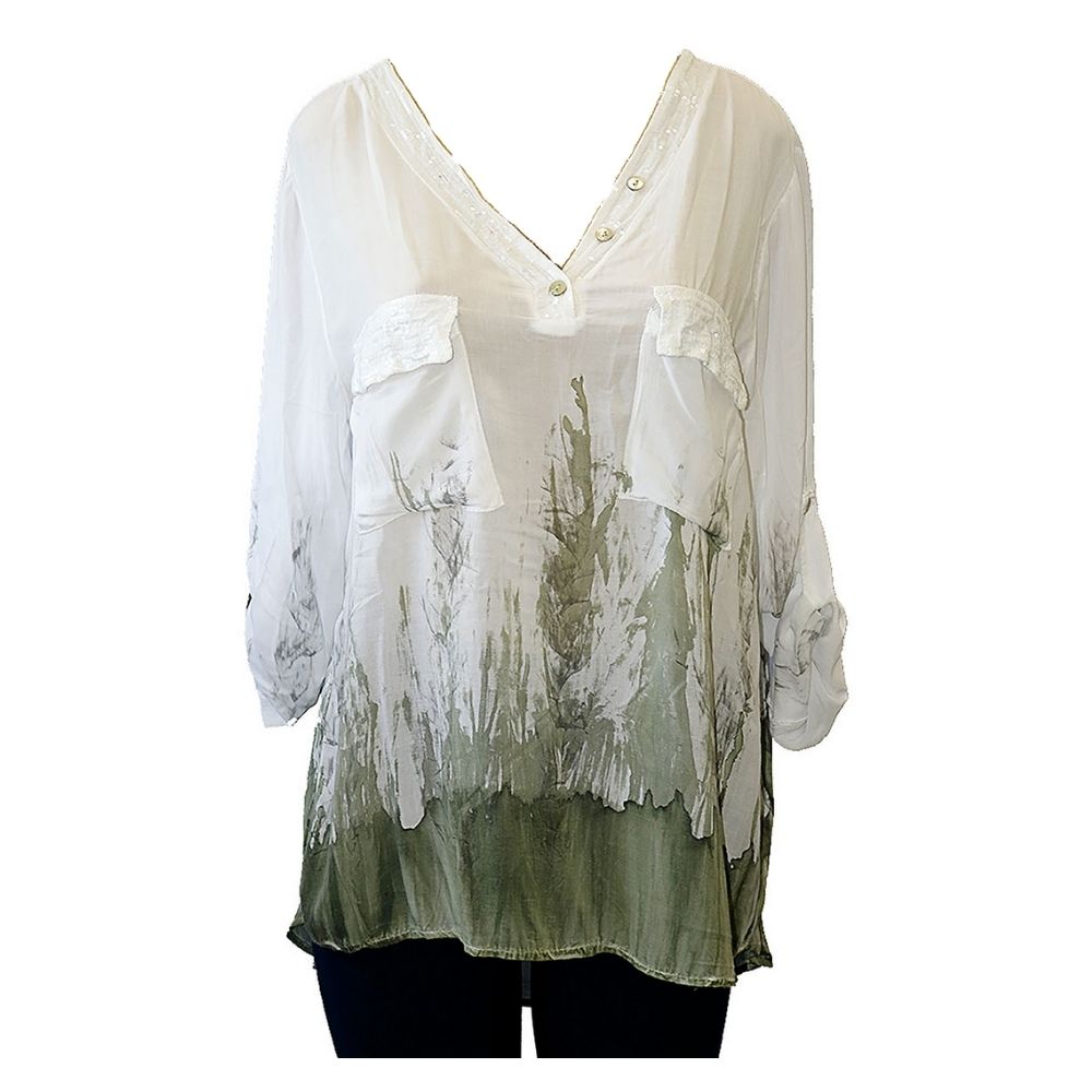 Impulse California Women's Loose Sage V-neck Blouse
