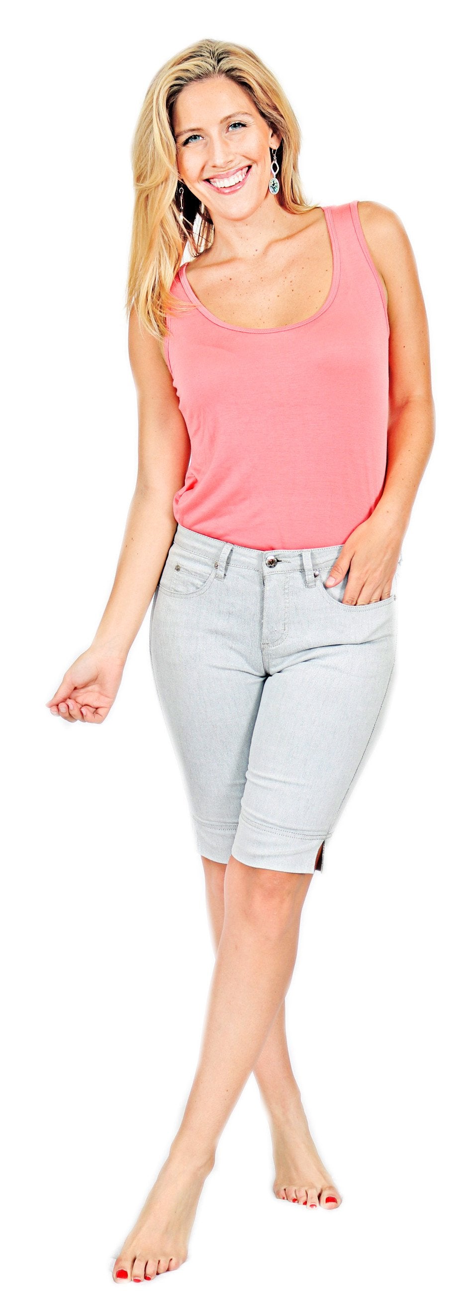 TrueSlim™ Silver Bermuda Shorts