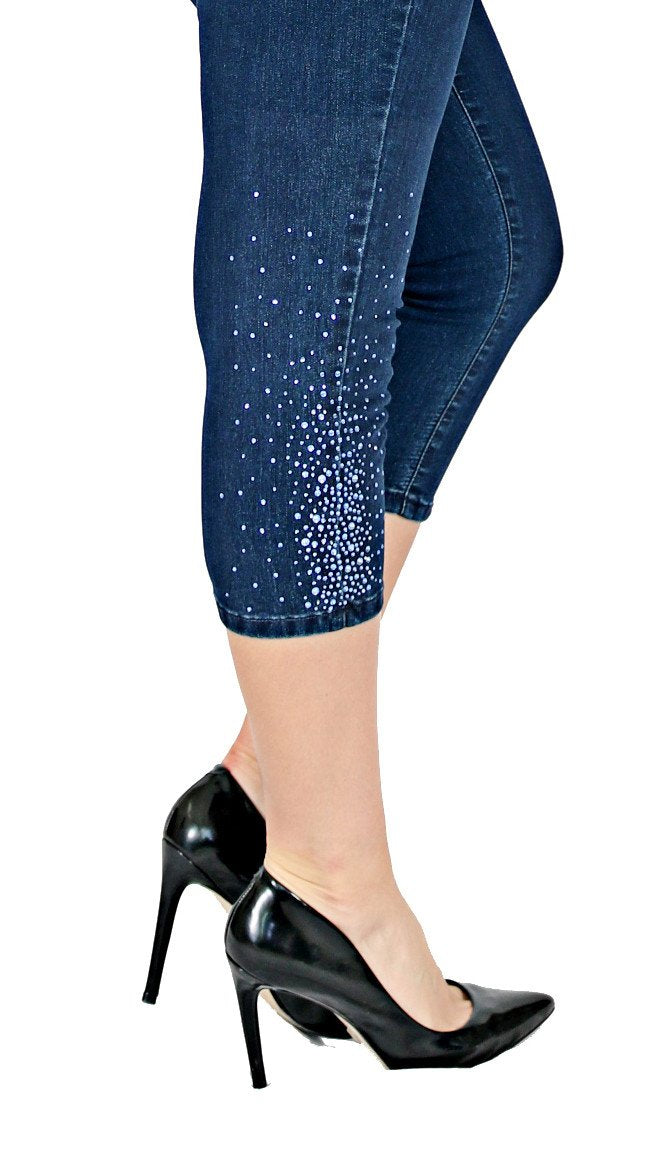 TrueSlim™ Denim Starburst Stone Capri