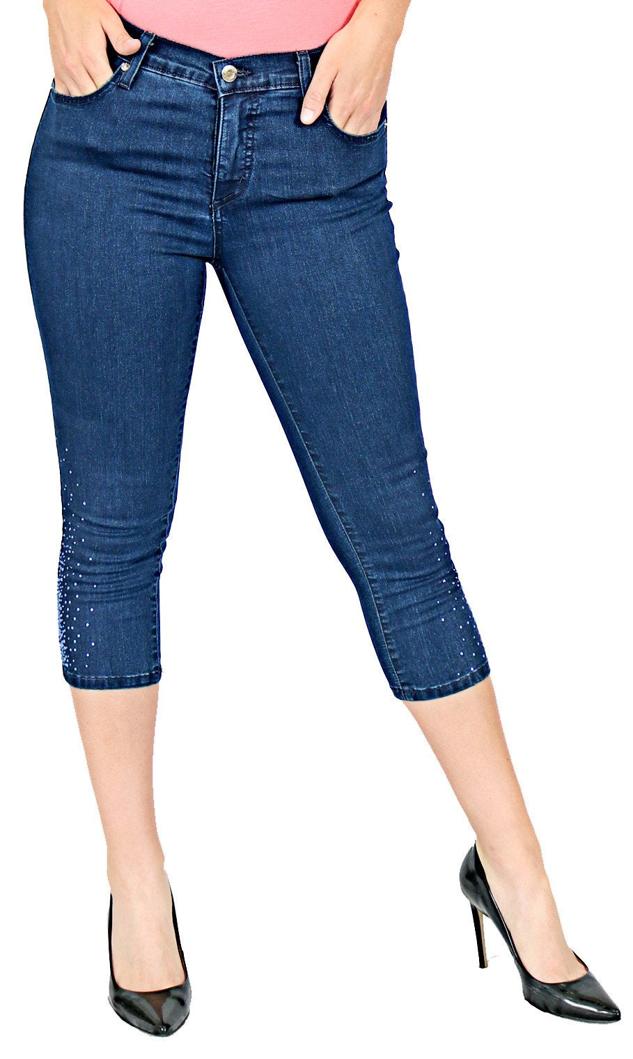 TrueSlim™ Denim Starburst Stone Capri