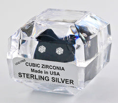 Sterling Silver Round Cut Cubic Zirconia Earrings with Crystal Box 3 carat (7 1/2 MM)