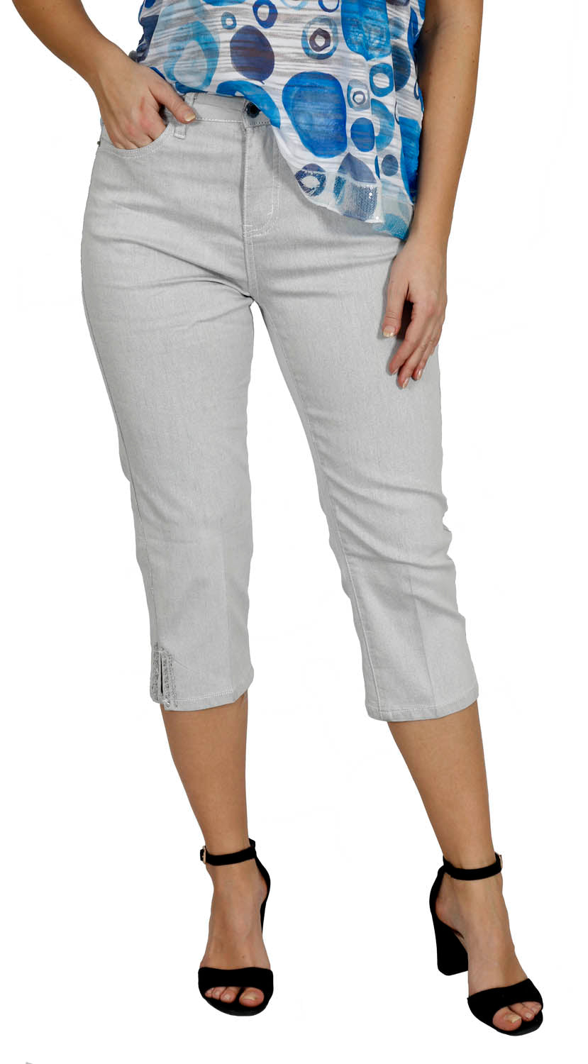 TrueSlim™ Silver Slit Stone Capri