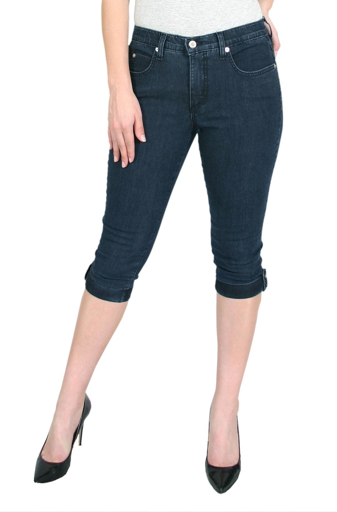 TrueSlim™ Indigo Capri with Stone Trim