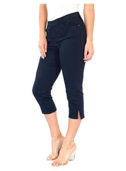 TrueSlim Jeans French Terry capri jeggings with back pockets in black