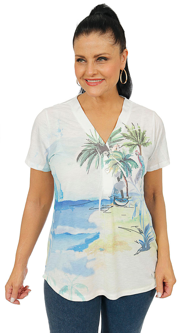 Impulse California Women's Tropical Parrot Pullover Shirt