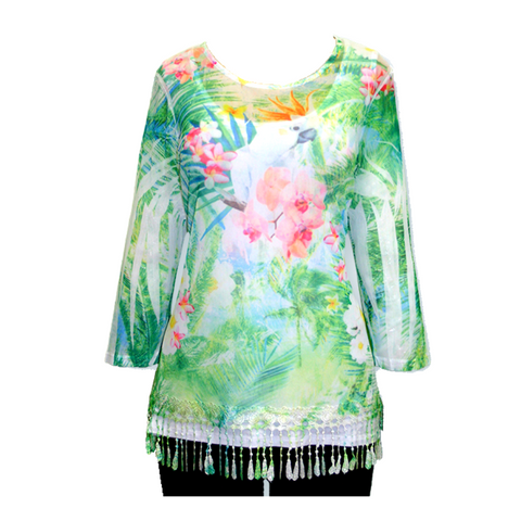 Impulse California Women's Tropical Cockatoo Mesh Tunic