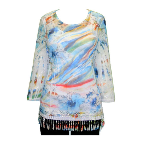 Impulse California Women's Floral Sky Mesh Tunic