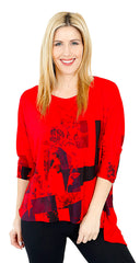 Impulse California Women's Red Printed Tunic