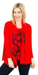 Impulse California Women's Red 2-piece Printed Cardigan